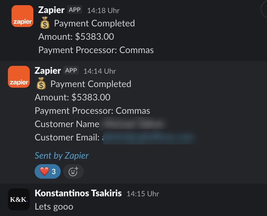 Payments received: two times 5,383 dollars